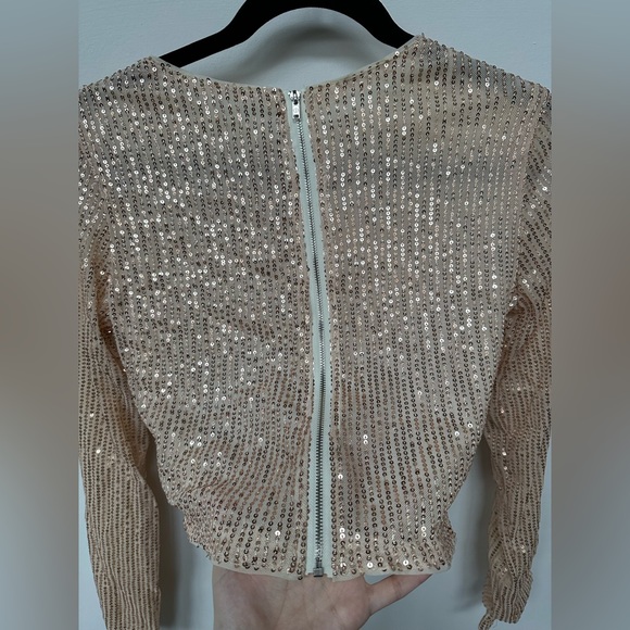 Nude Sequin Long Sleeve Top - Picture 5 of 5